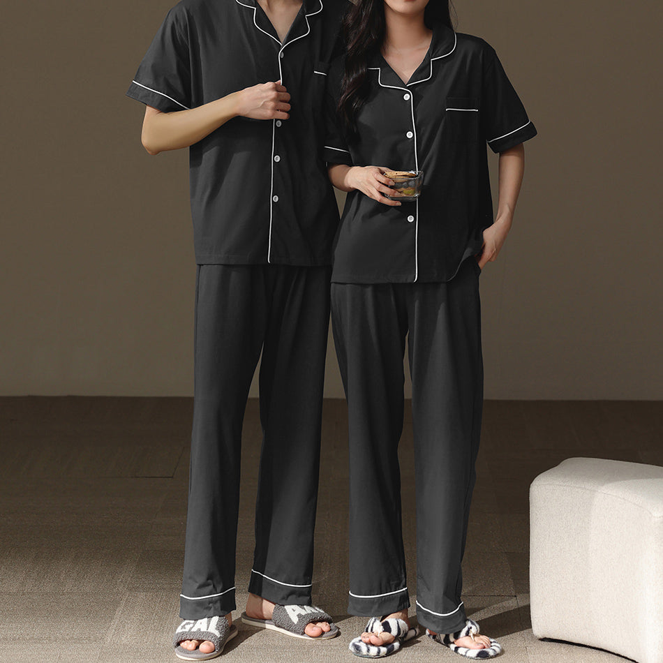 piping charcoal gray pair roomwear