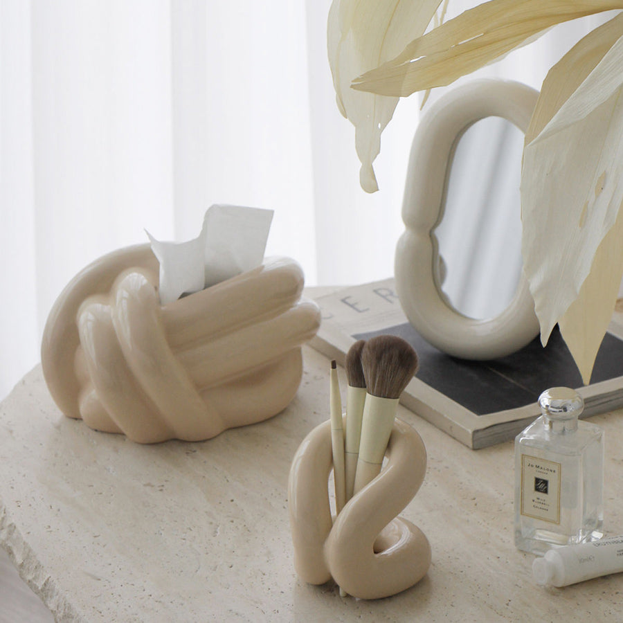 ceramic brush stand & miror (3colors)