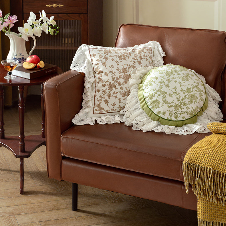 french flower velvety frill cushion