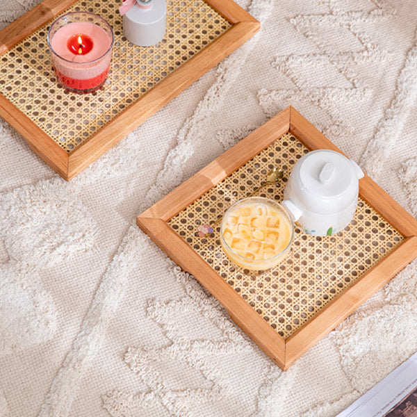 2color square rattan wood tray