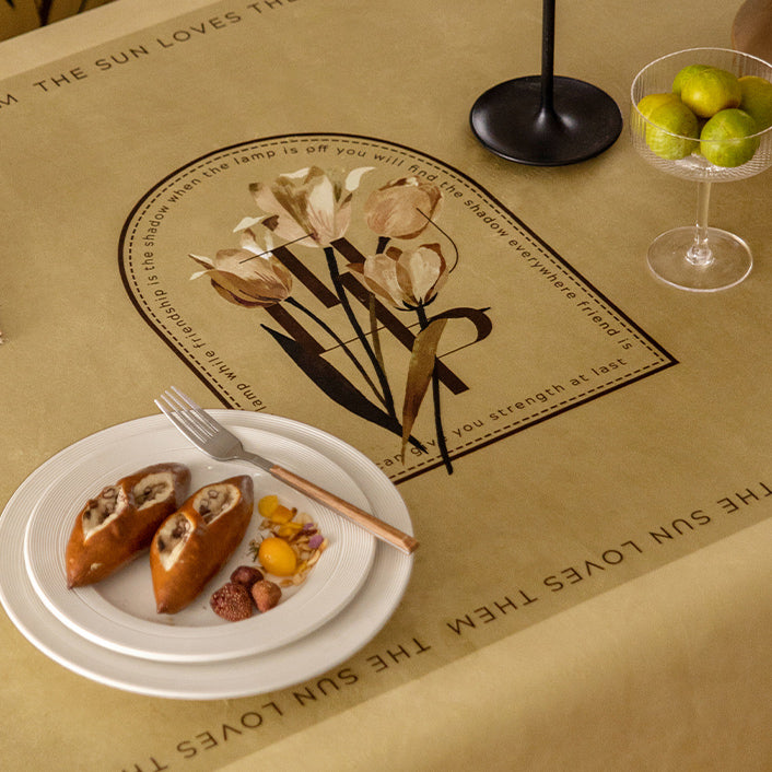 art mustard tulip table cloth
