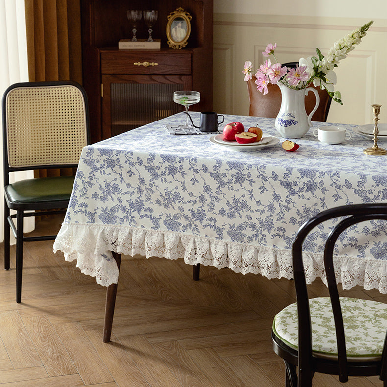 2color french flower velvety table cloth