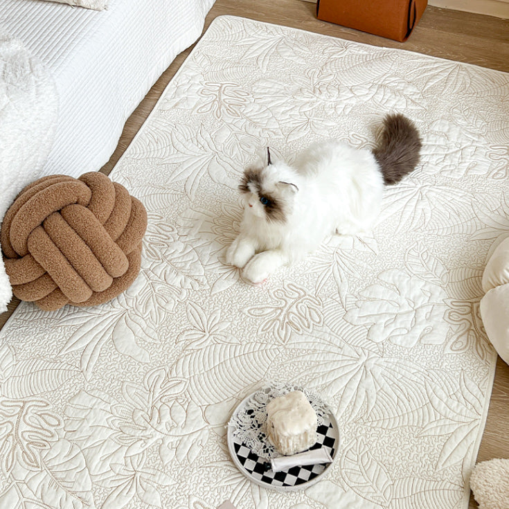 3color botanical stitch floor mat