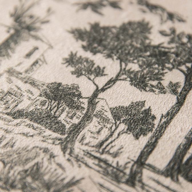 black toile de Jouy square cushion