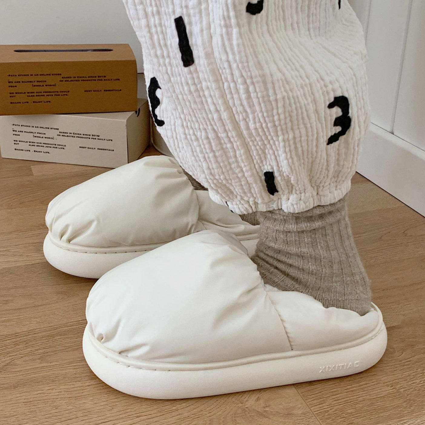 4color cotton cushion roomshoes