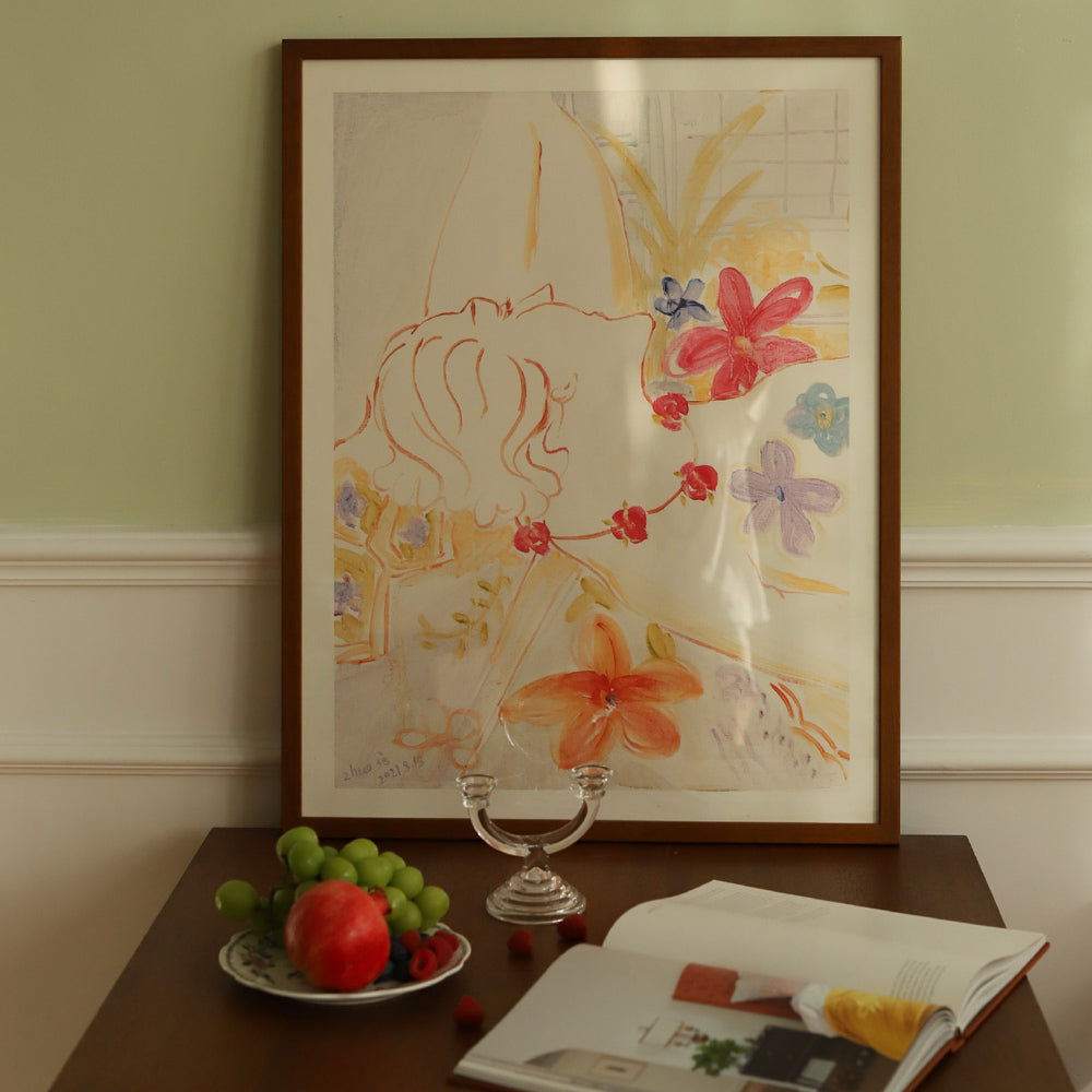 rose necklace girl poster & frame SET