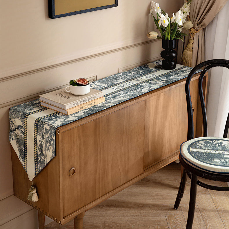 blue retro forest table runner