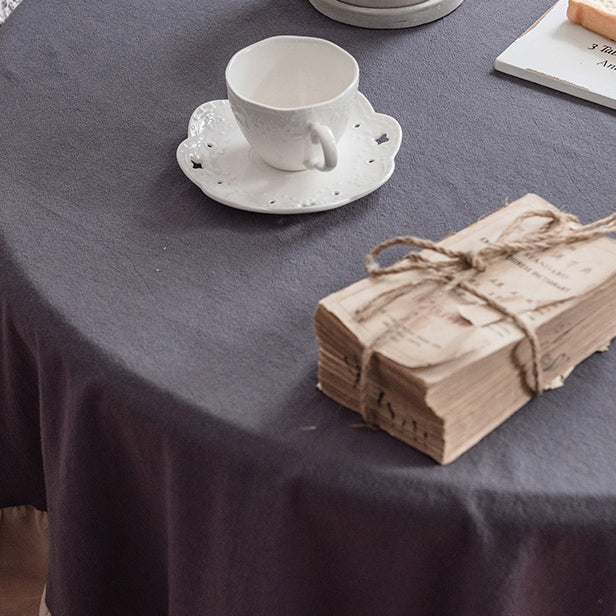 4color round frills tablecloth
