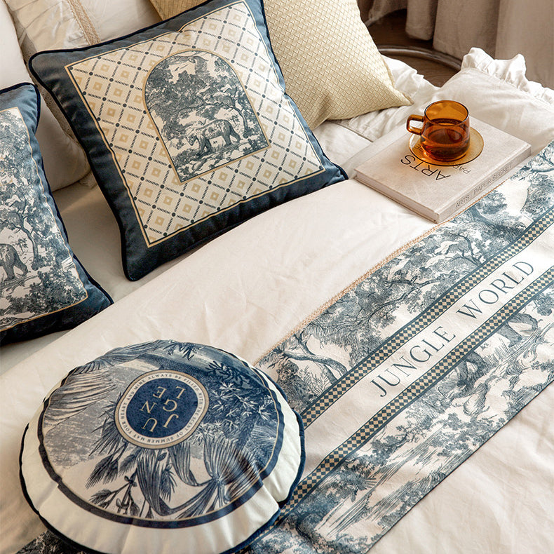 3design blue retro forest cushion