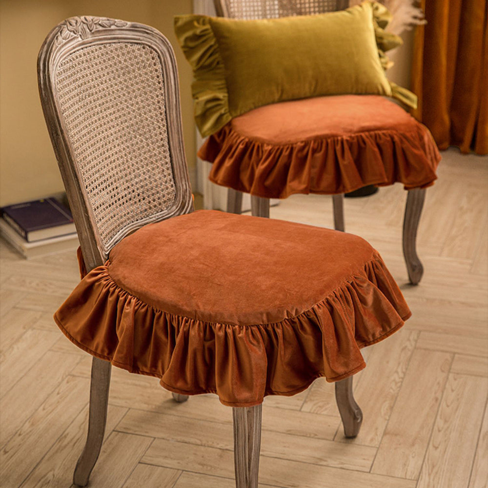 6color velvet frill chair cushion