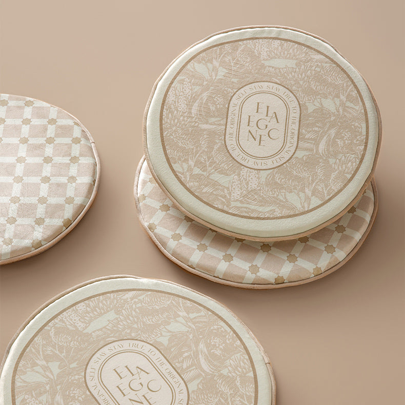 2design beige elegance logo round cushion
