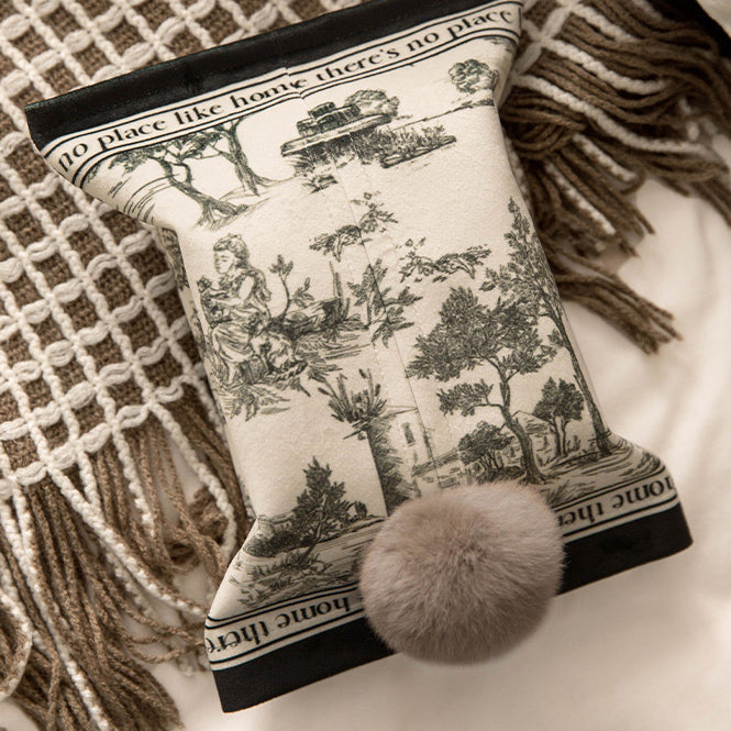 black toile de Jouy tissue case
