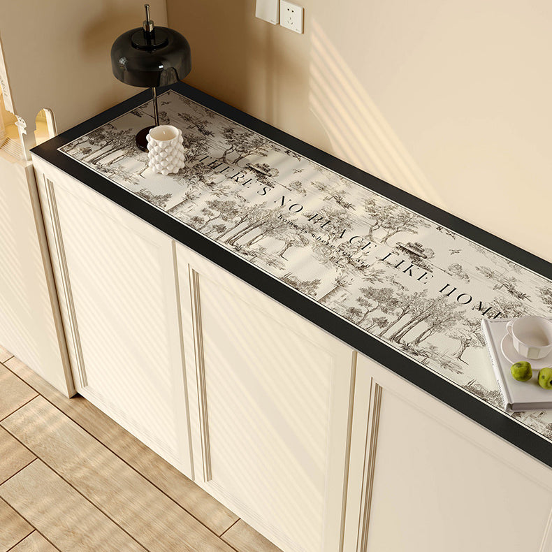 black toile de Jouy shelf mat