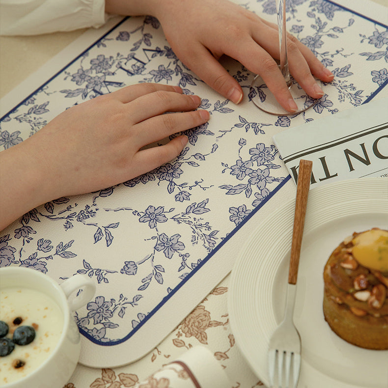 2color french flower velvety place mat