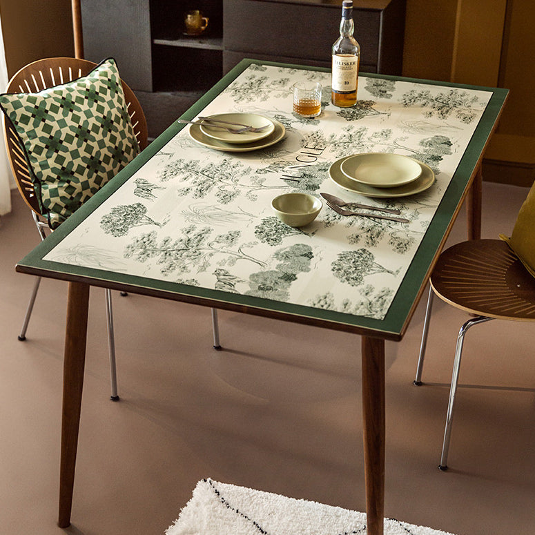 2color green retro forest square table mat