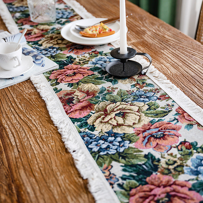 elegant rich flower table runner