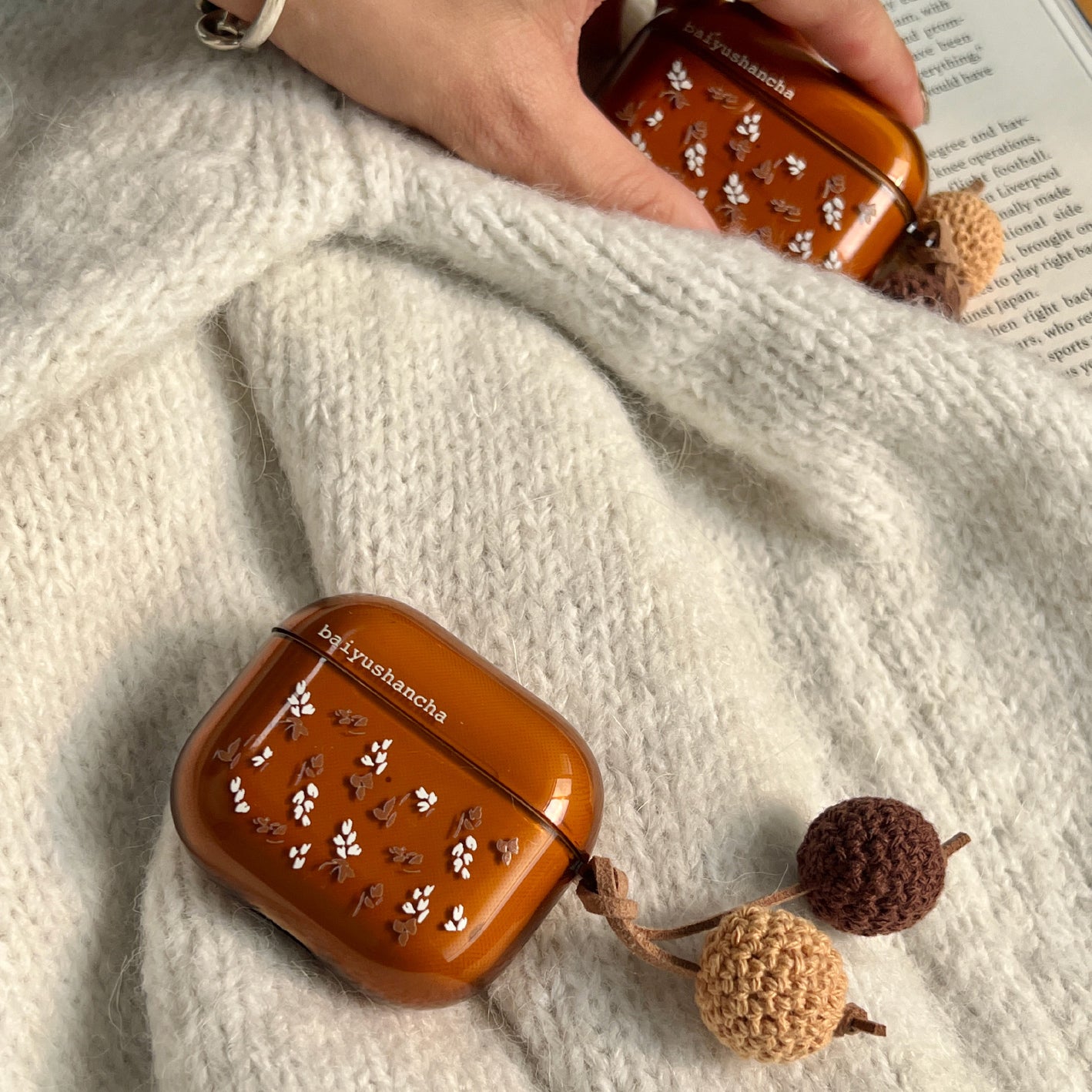 clear brown leaf Airpods case