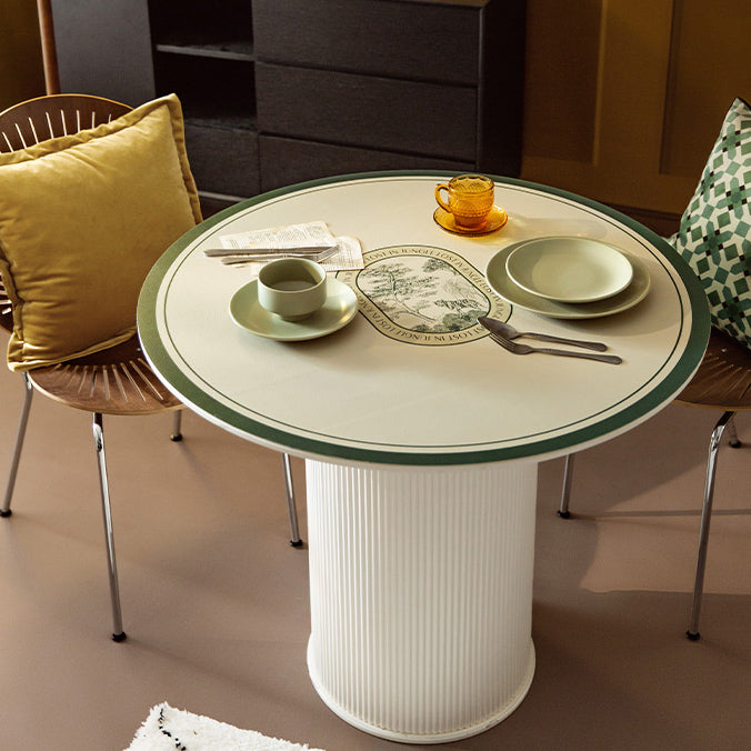 2color green retro forest round table mat