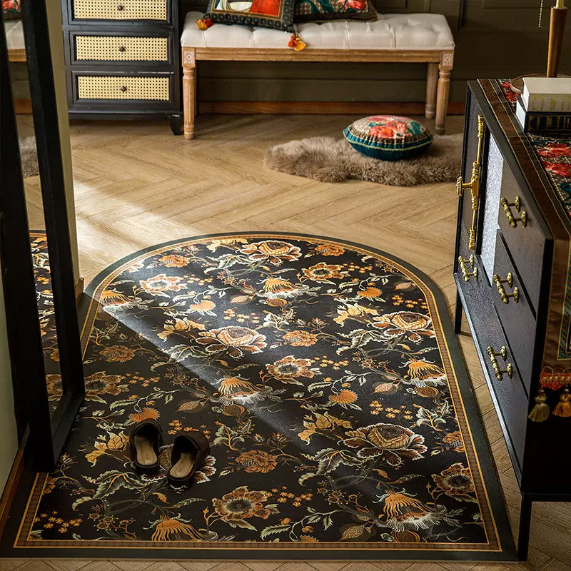 6design dark flower door mat