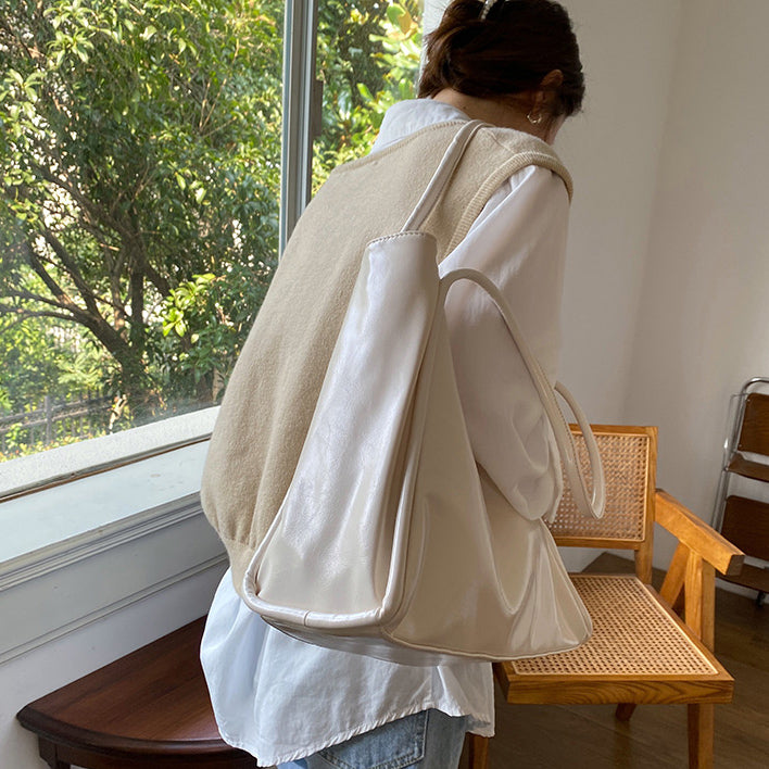 3color leather tote bag