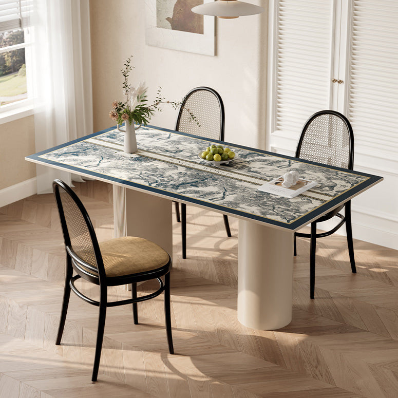 blue retro forest square table mat