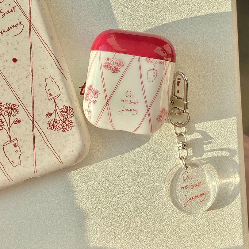 red french flower Airpods case