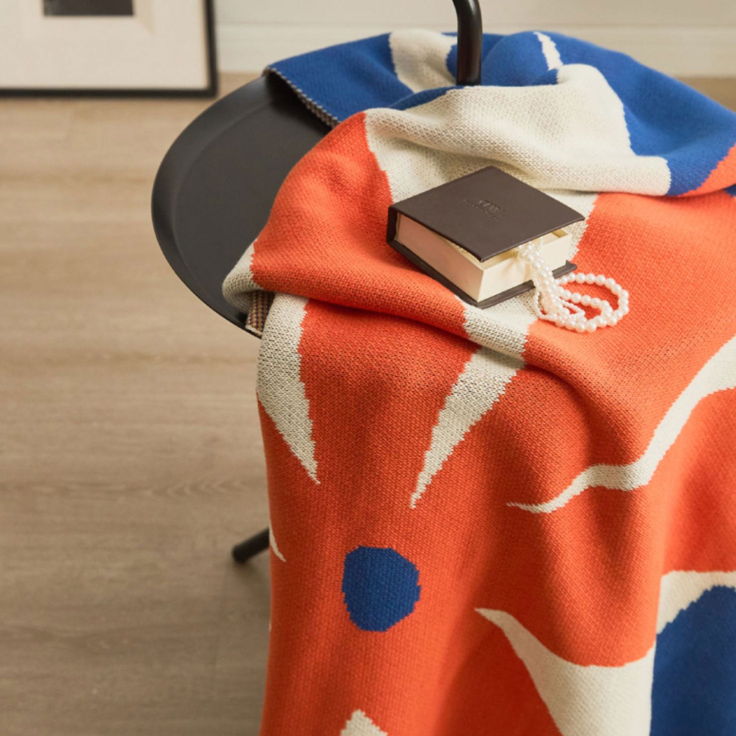 2color flower knit blanket