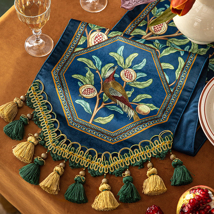 american retro pomegranate table runner