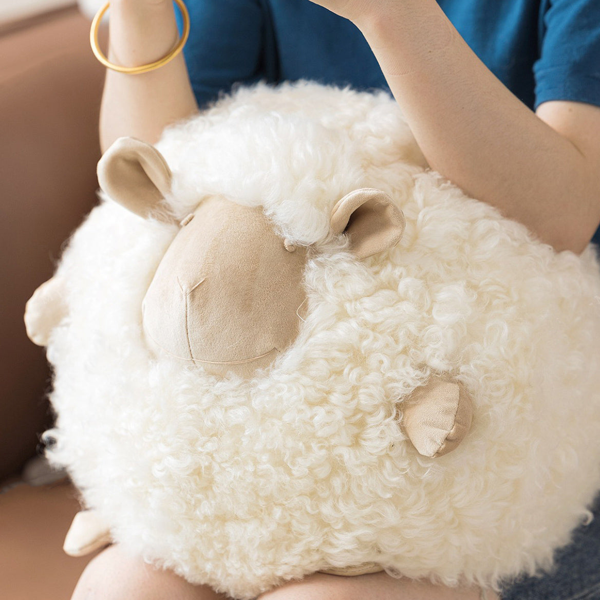 round sheep cushion