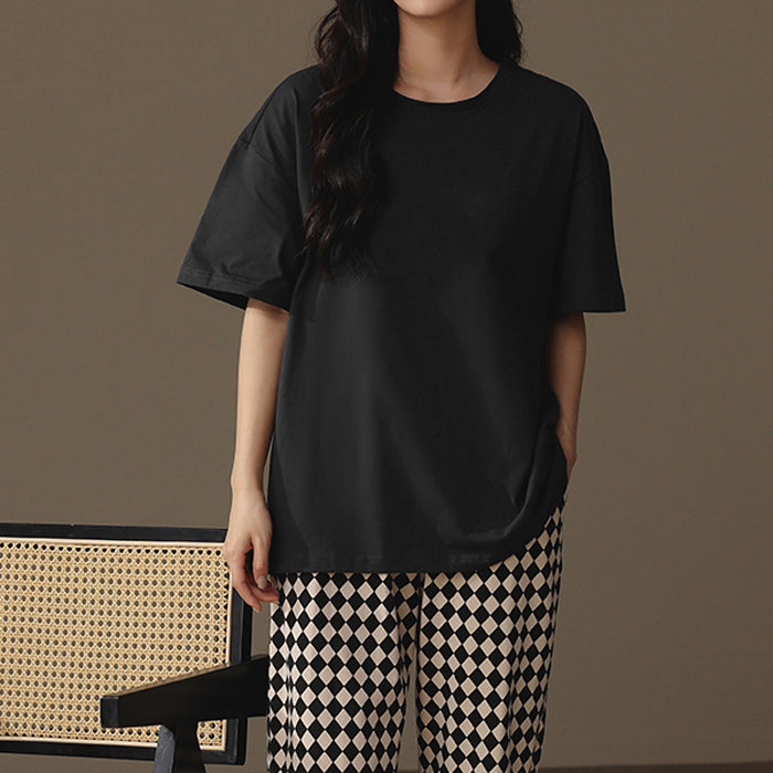 diamond check bottoms pair roomwear