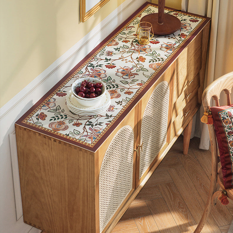 dark red vintage flower shelf mat