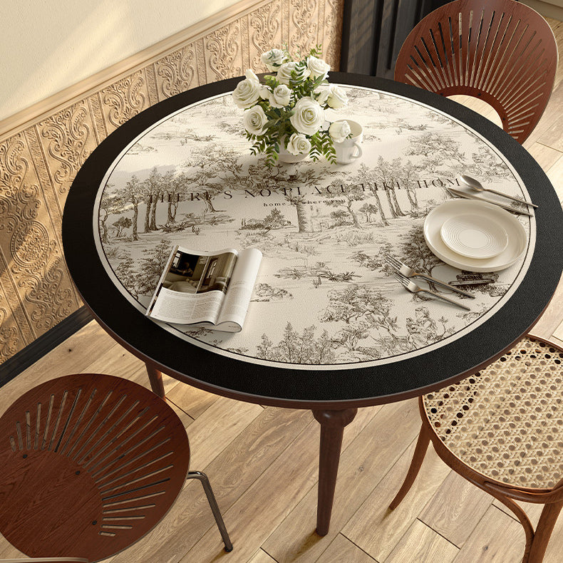 black toile de Jouy round table mat