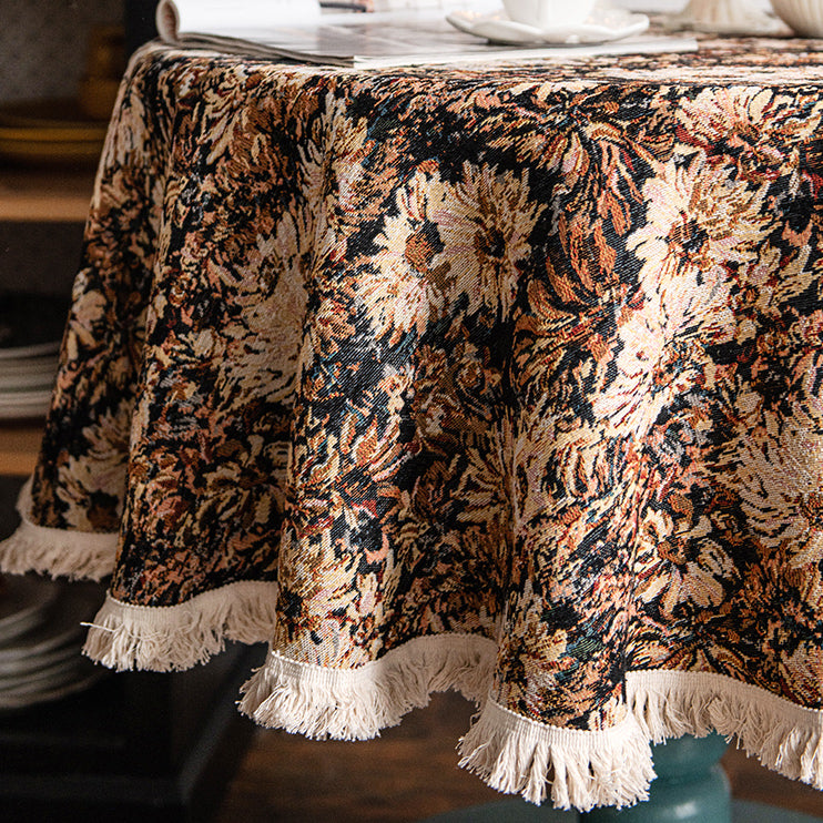 french brown flower table cloth