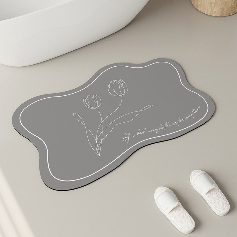 6color drawing tulip bath mat