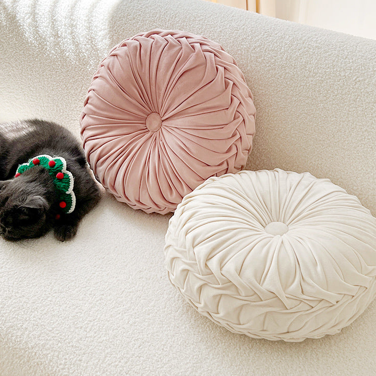 2color round pleats cushion