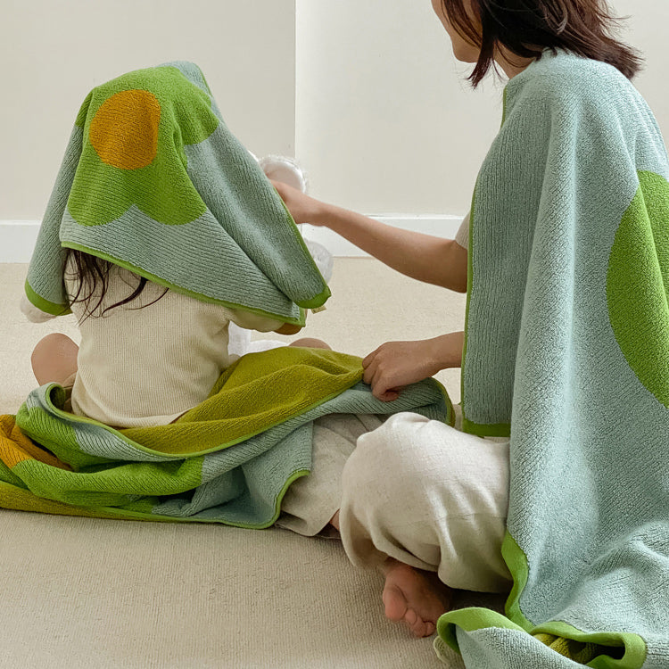 2color single flower towel