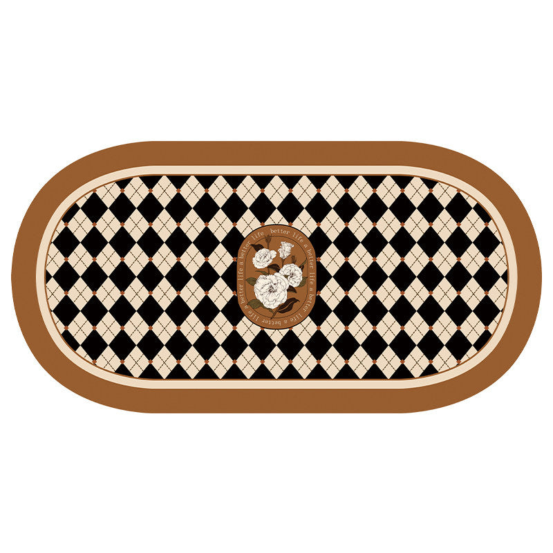 brown diamond checker toilet mat