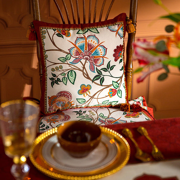 6design dark red vintage flower cushion