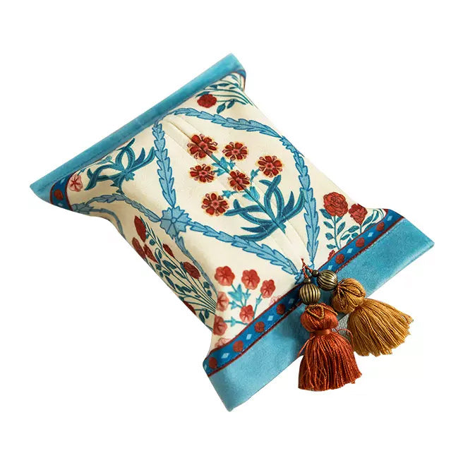 2design ethnic blue flower tissue case