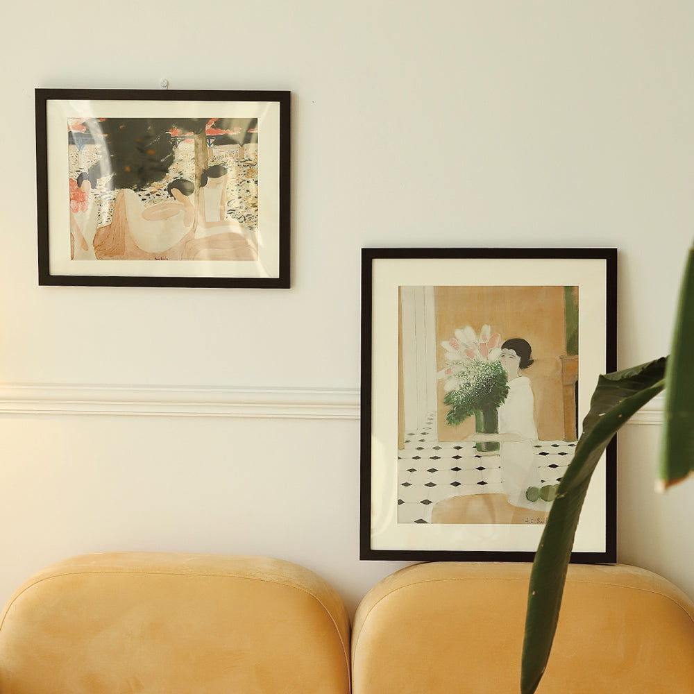 french girl poster & frame SET