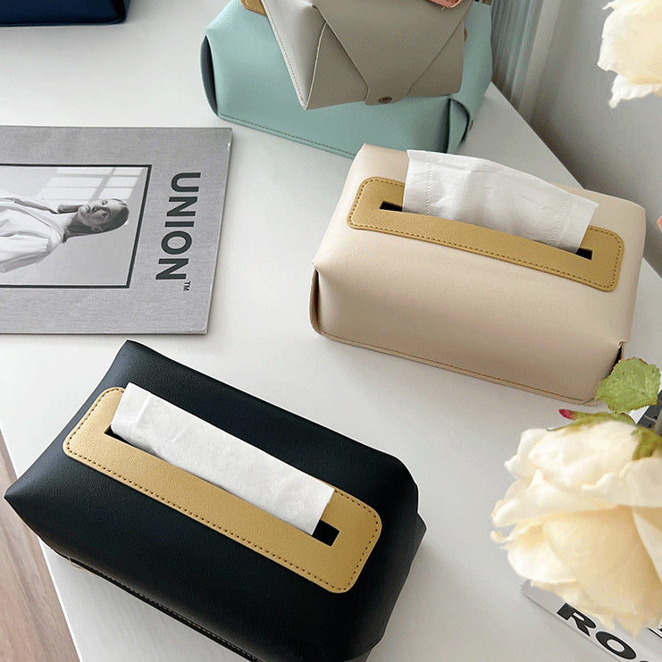 6color leather box tissue case