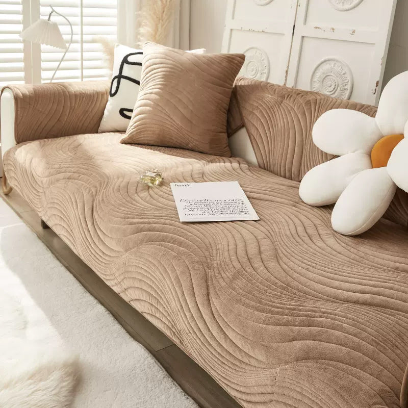 5color velvet wave sofa cover