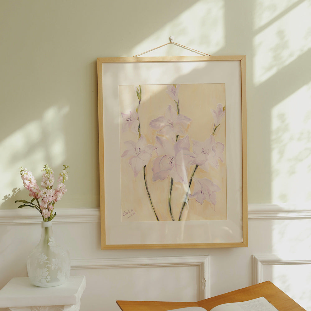 purple gladiolus poster & frame SET