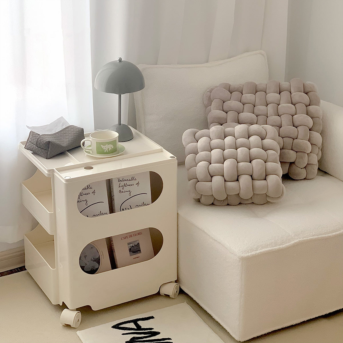 2color natural knit cushion