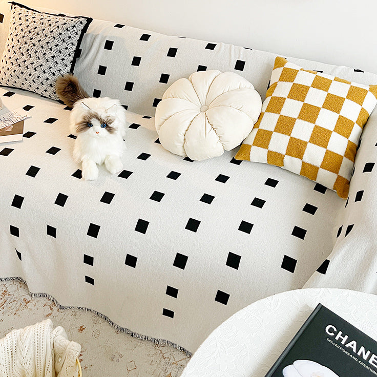 monotone square block sofa cover