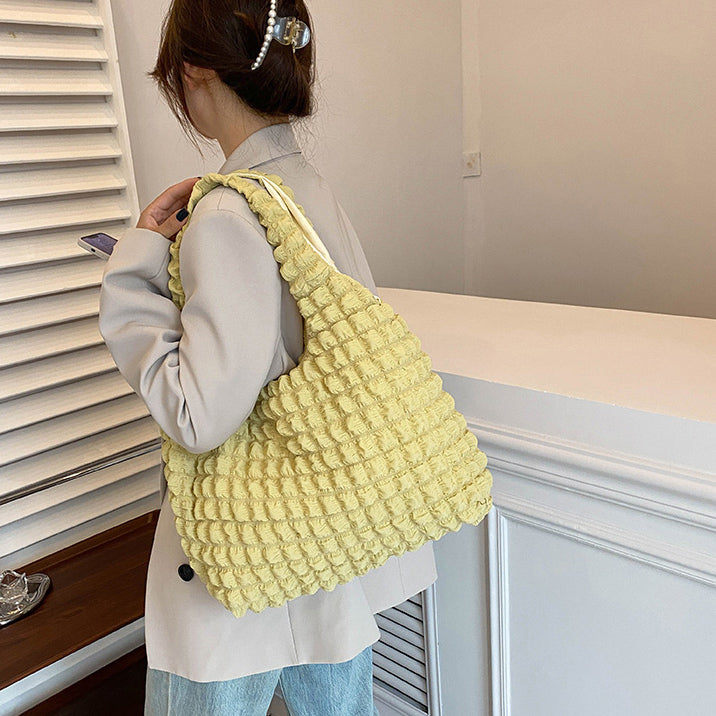 5color square puff handbag