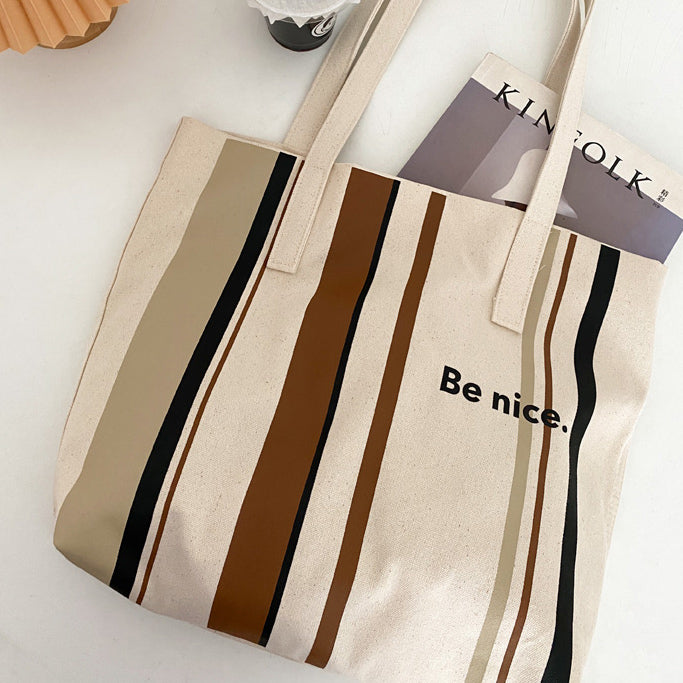 2color be nice logo tote bag