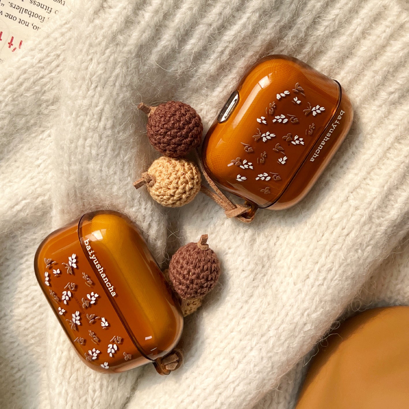 clear brown leaf Airpods case