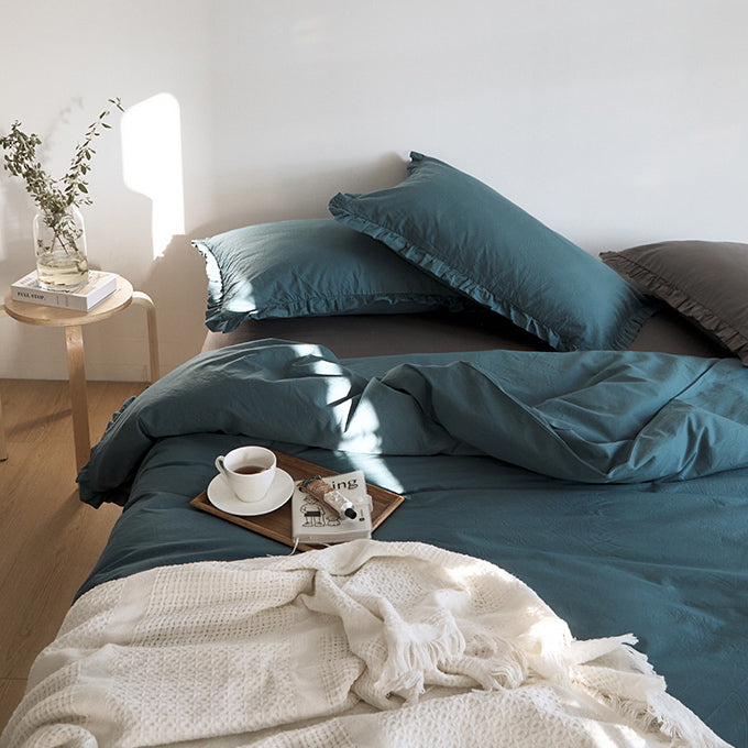 12color simple cotton frill bedlinen set