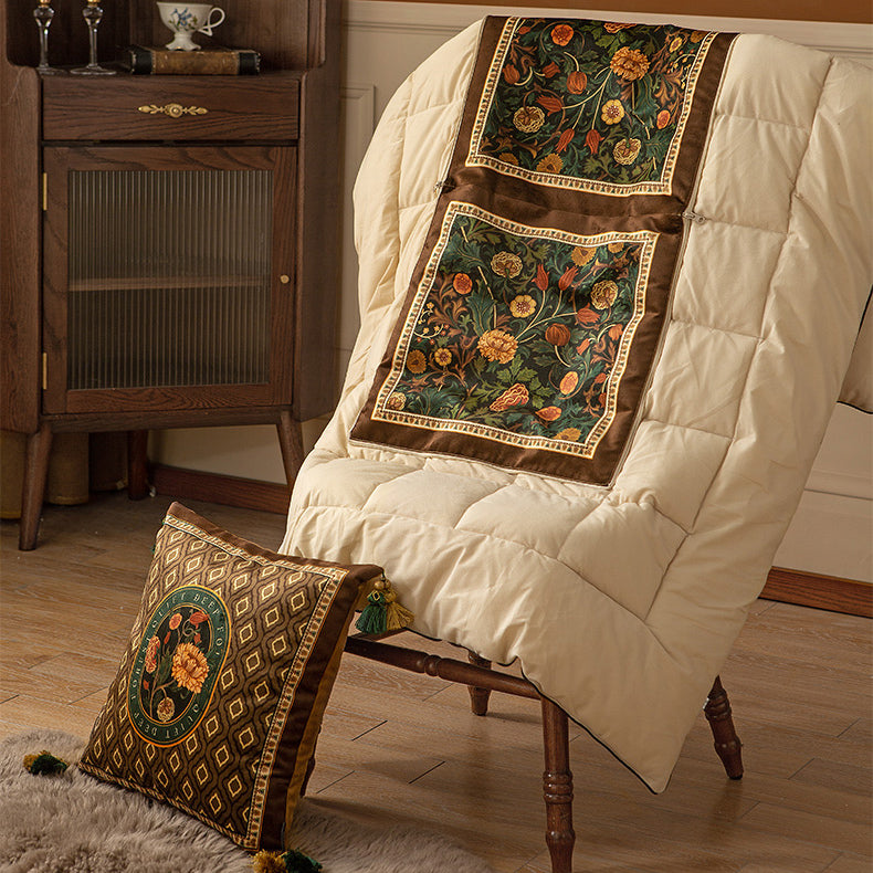 retro flower 2way quilt cushion